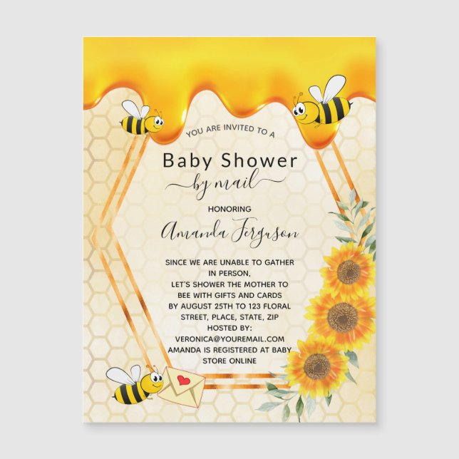 Bienenbaby Dusche mit dem Postversand Süßigkeiten  Magnetkarte (Vorderseite)
