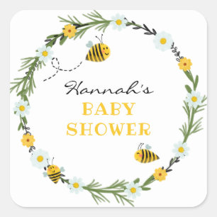 BienenBaby-Dusche Quadratischer Aufkleber