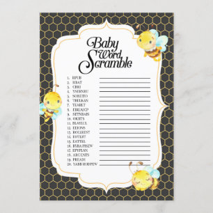 BienenBaby-Dusche Word-Scramble-Spiel Einladung