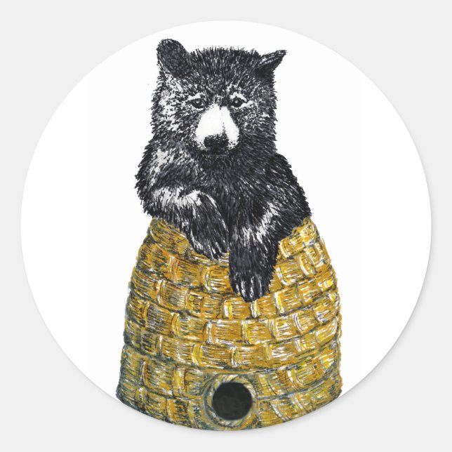 Bienenbär Runder Aufkleber (Vorderseite)