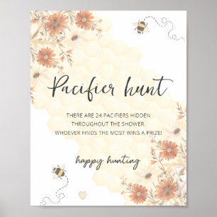 Bienenblumenjagd Schnuller Babydusche Poster