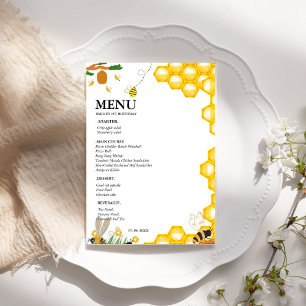 Bienenblütenblume Geburtstagsparty Menükarte
