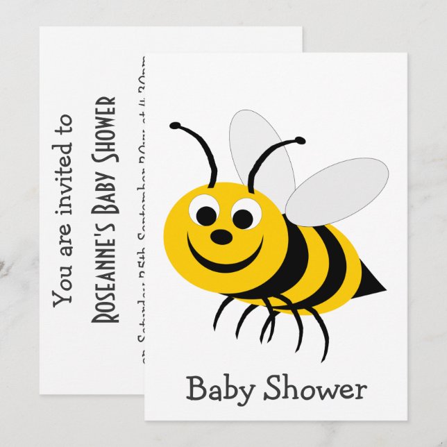 Bienendesign-Babydusche Einladung (Vorne/Hinten)