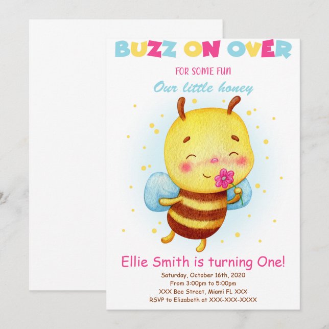 Bieneneinladung Einladung (Vorne/Hinten)