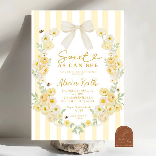 Bieneneinladung zur Babyparty mit Blumen und Schle Einladung