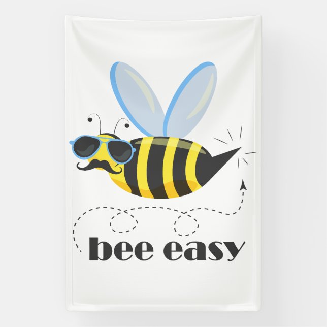 Bienenfigur mit Schnurrbart-Sonnenbrille Bee Easy Banner (Vertikal)