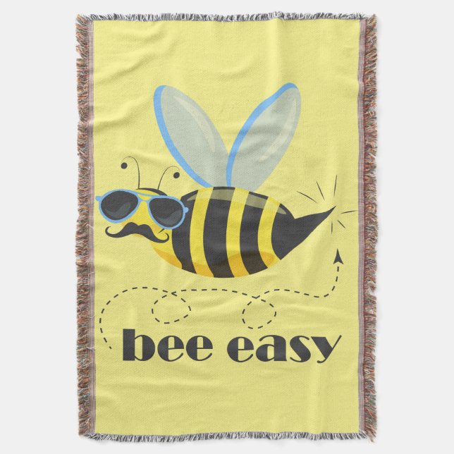 Bienenfigur mit Schnurrbart-Sonnenbrille Bee Easy Decke (Vorderseite Vertikal)