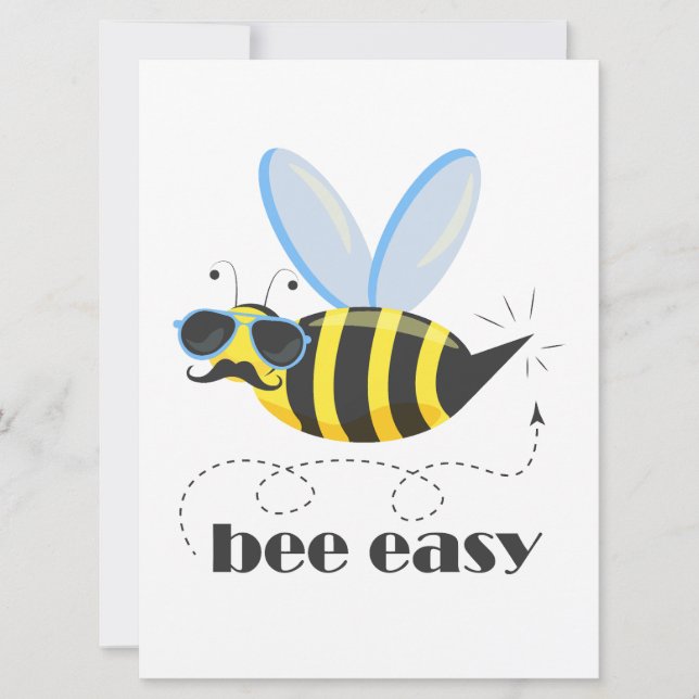 Bienenfigur mit Schnurrbart-Sonnenbrille Bee Easy Einladung (Vorderseite)