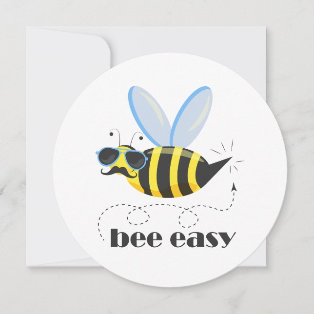 Bienenfigur mit Schnurrbart-Sonnenbrille Bee Easy Einladung (Vorderseite)
