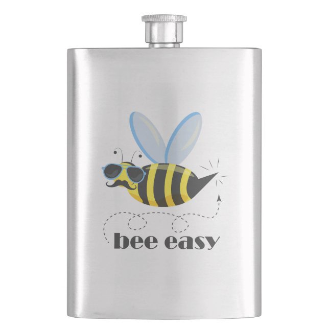 Bienenfigur mit Schnurrbart-Sonnenbrille Bee Easy Flachmann (Vorderseite)