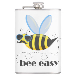Bienenfigur mit Schnurrbart-Sonnenbrille Bee Easy Flachmann