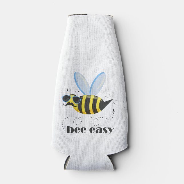 Bienenfigur mit Schnurrbart-Sonnenbrille Bee Easy Flaschenkühler (Vorderseite)