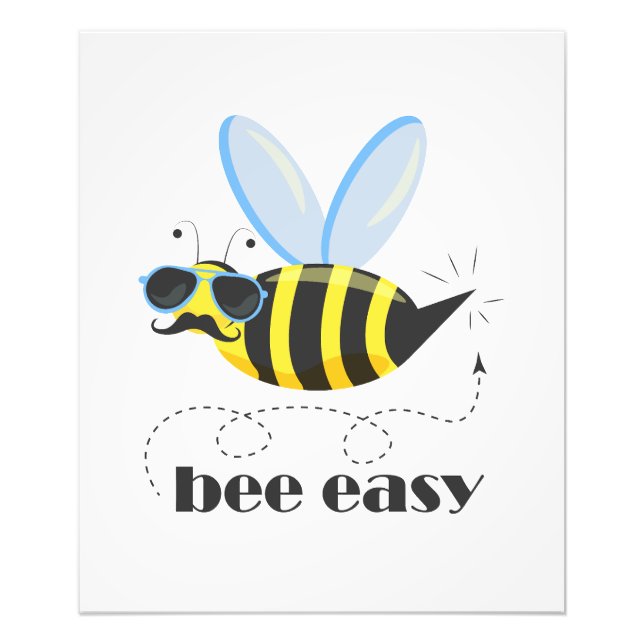 Bienenfigur mit Schnurrbart-Sonnenbrille Bee Easy Fotodruck (Vorne)