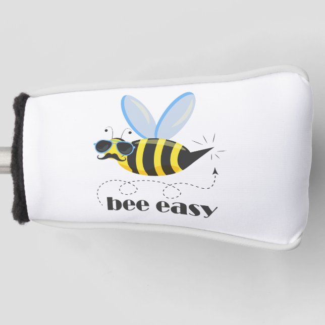 Bienenfigur mit Schnurrbart-Sonnenbrille Bee Easy Golf Headcover (Vorderseite)