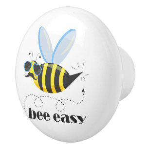 Bienenfigur mit Schnurrbart-Sonnenbrille Bee Easy Keramikknauf