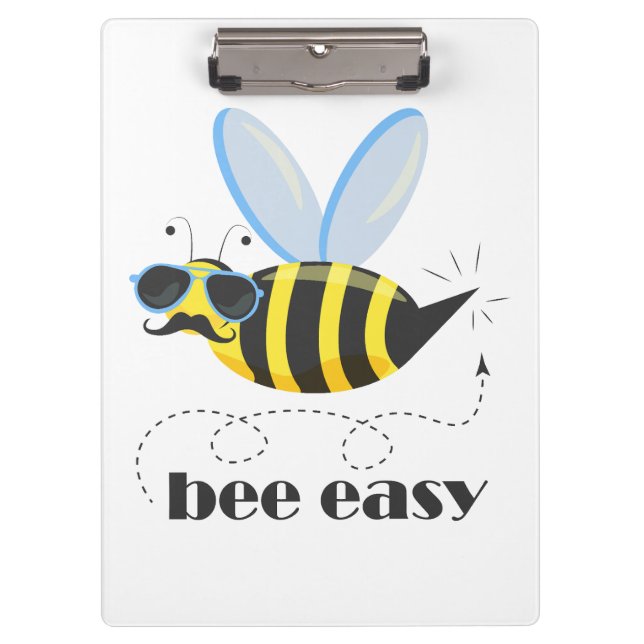 Bienenfigur mit Schnurrbart-Sonnenbrille Bee Easy Klemmbrett (Vorderseite)