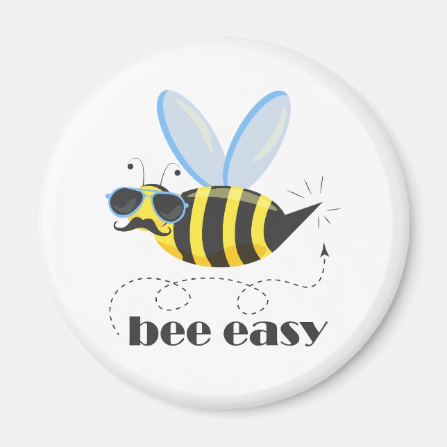 Bienenfigur mit Schnurrbart-Sonnenbrille Bee Easy Magnet (Vorne)