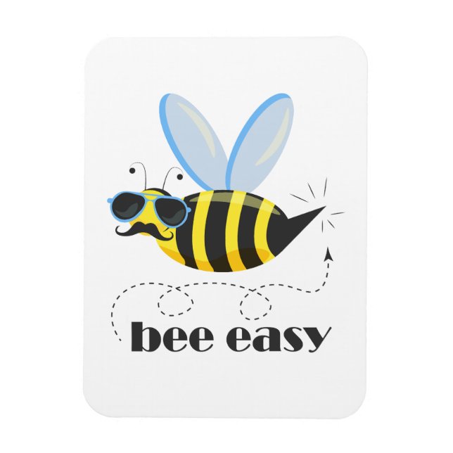 Bienenfigur mit Schnurrbart-Sonnenbrille Bee Easy Magnet (Vertikal)