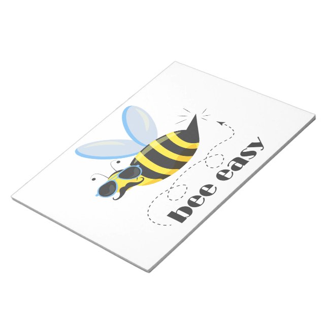 Bienenfigur mit Schnurrbart-Sonnenbrille Bee Easy Notizblock (angewinkelt)