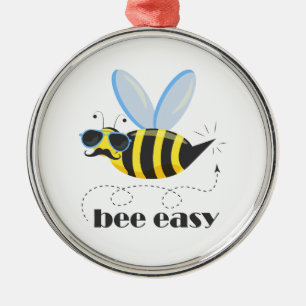 Bienenfigur mit Schnurrbart-Sonnenbrille Bee Easy Ornament Aus Metall