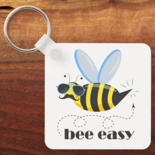 Bienenfigur mit Schnurrbart-Sonnenbrille Bee Easy Schlüsselanhänger