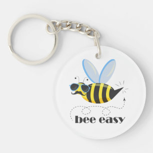 Bienenfigur mit Schnurrbart-Sonnenbrille Bee Easy Schlüsselanhänger
