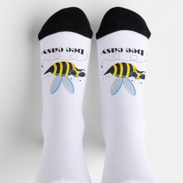 Bienenfigur mit Schnurrbart-Sonnenbrille Bee Easy Socken (Oben)