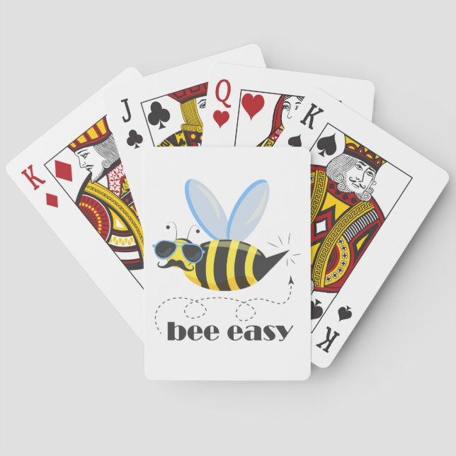 Bienenfigur mit Schnurrbart-Sonnenbrille Bee Easy Spielkarten (Rückseite)
