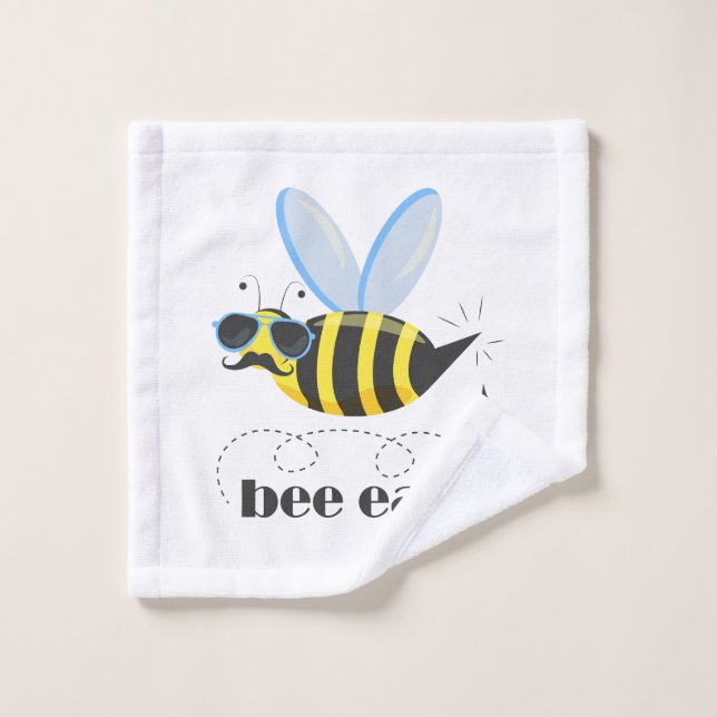 Bienenfigur mit Schnurrbart-Sonnenbrille Bee Easy Waschlappen (Waschlappen)