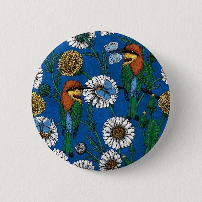 Bienenfresser auf blau button (Vorderseite)