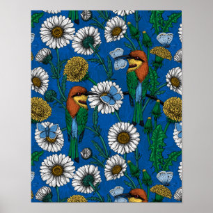 Bienenfresser auf blau poster