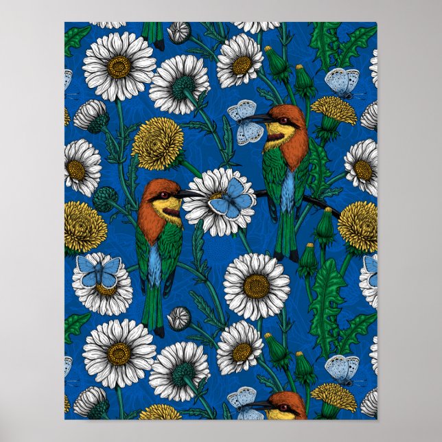 Bienenfresser auf blau poster (Vorne)