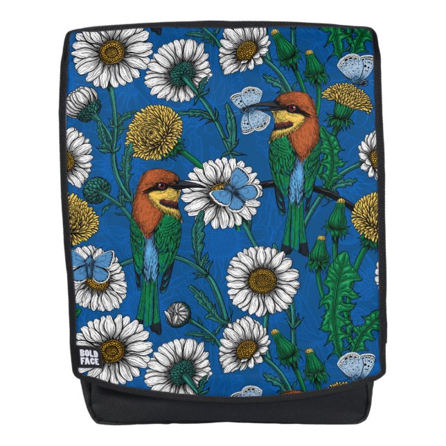 Bienenfresser auf blau rucksack (Vorderseite)