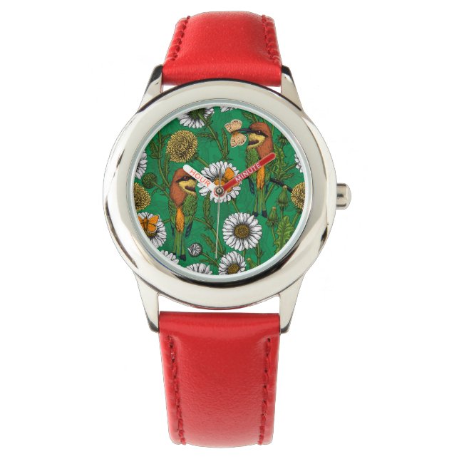 Bienenfresser auf einer Frühjahrswiese Armbanduhr (Vorderseite)