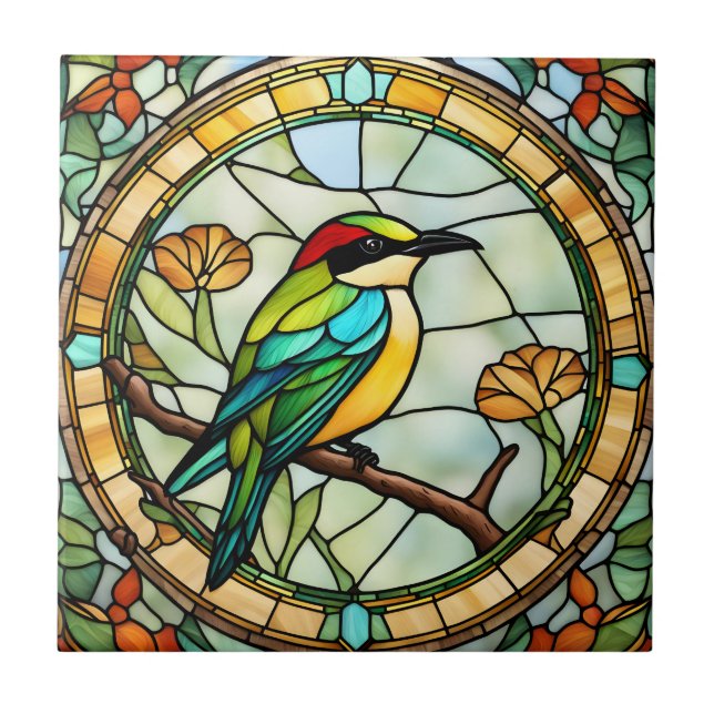 Bienenfresser Bird-Imitate aus festgeklemmtem Glas Fliese (Vorderseite)