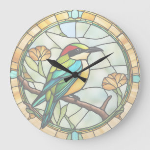 Bienenfresser Bird-Imitate aus festgeklemmtem Glas Große Wanduhr