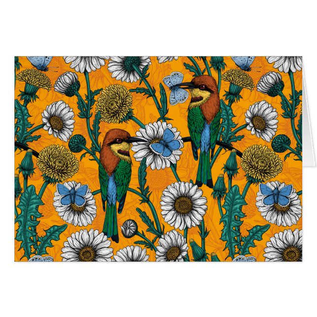 Bienenfresser, blaue Schmetterlinge und Gänse auf  (Vorderseite (Horizontal))