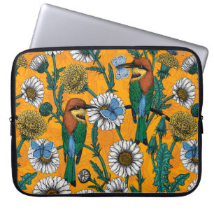 Bienenfresser, blaue Schmetterlinge und Gänse auf  Laptopschutzhülle