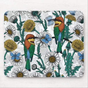 Bienenfresser, blaue Schmetterlinge und Gänse auf  Mousepad