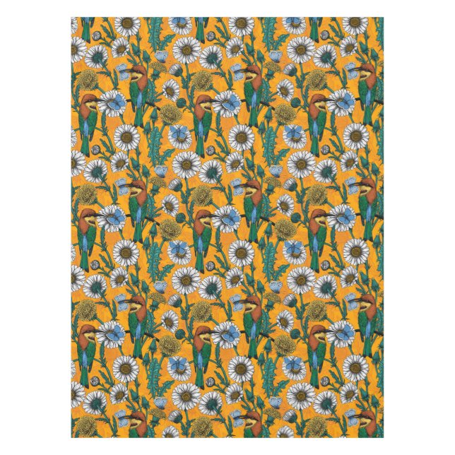 Bienenfresser, blaue Schmetterlinge und Gänse auf  Tischdecke (Vorderseite)