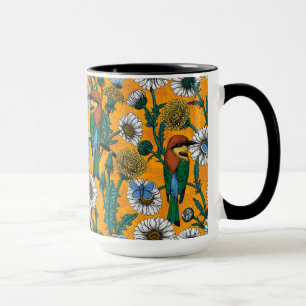Bienenfresser, blaue Schmetterlinge und Gänseblümc Tasse