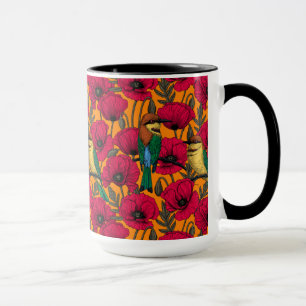 Bienenfresser und -mohn auf Orange Tasse