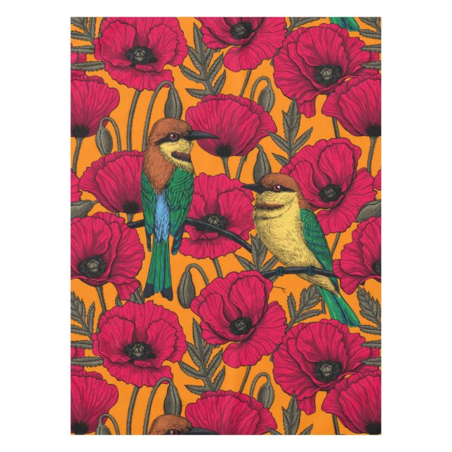 Bienenfresser und -mohn auf Orange Tischdecke (Vorderseite)