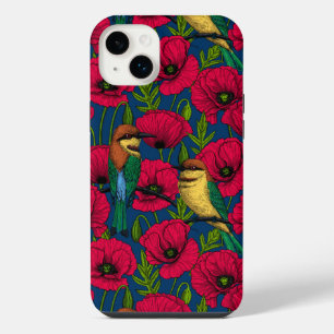 Bienenfresser und Mohnblumen iPhone 14 Plus Hülle