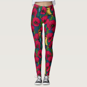 Bienenfresser und Mohnblumen Leggings