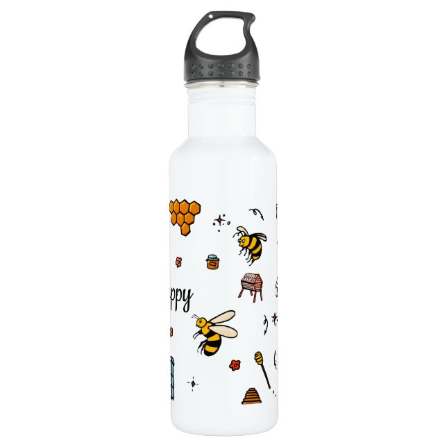 Bienenfröhliche niedliche Bienenart Edelstahlflasche (Vorderseite)