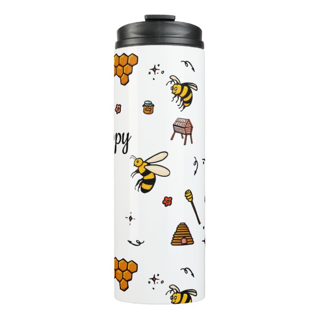 Bienenfröhliche niedliche Bienenart Thermosbecher (Vorderseite)
