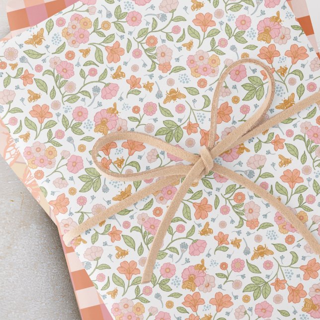 Bienengarten-Blumen-Matching-Set Geschenkpapier Set (Von Creator hochgeladen)