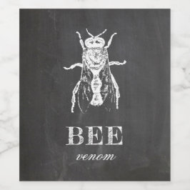 Bienengift. Chalkboard-Halloween-Party. Insekt Weinetikett