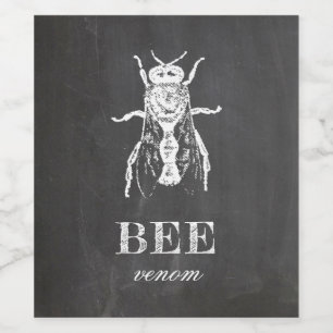 Bienengift. Chalkboard-Halloween-Party. Insekt Weinetikett